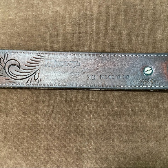 Nocona Hand Tooled Leather Belt SIZE 38 - Picture 3 of 6